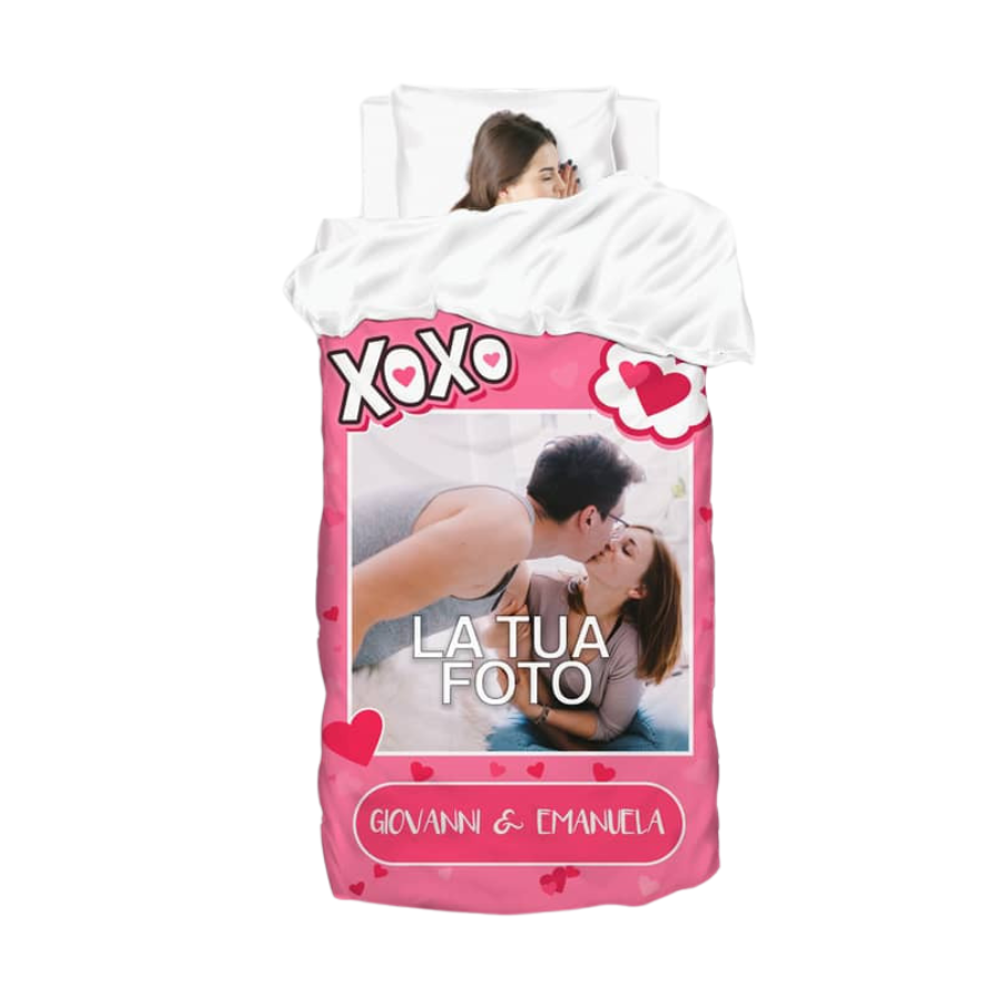 Copripiumino singolo personalizzato rosa foto e nomi